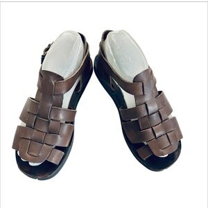 Midas sandals, size 6.5, brown, with leather straps, flat